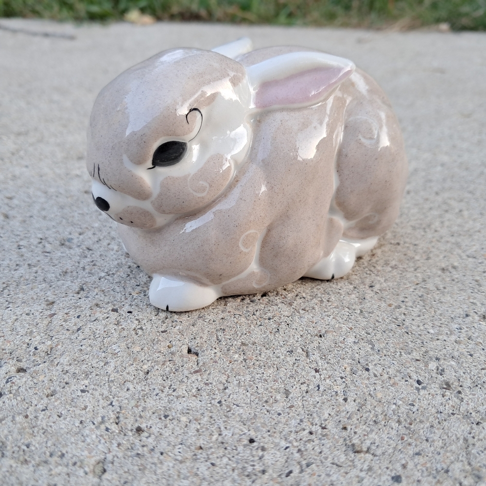 Vtg Kay Finch California Pottery Bunny Rabbit Figurine MCM Glazed Ceramic *Chip